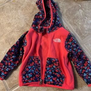 The North Face Kids' Floral Fleece Hoodie - Coral and Navy